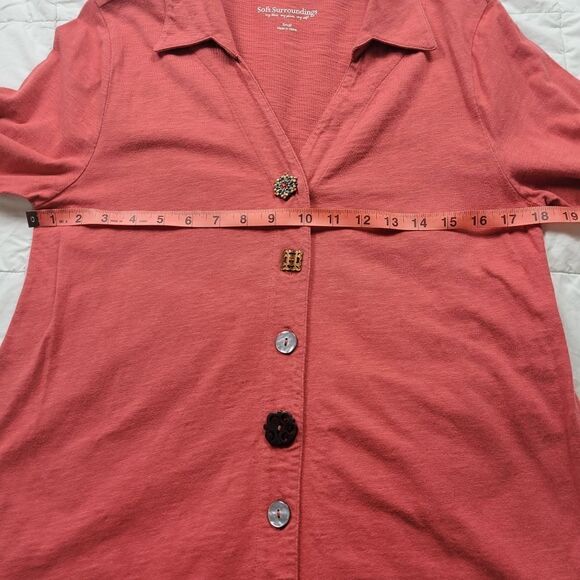 Soft Surroundings Women's Danielle Statement Button Down 3/4 Sleeve Top Size S - Picture 7 of 13